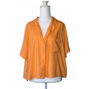 Abound Coral Sherbet Oversized Button-Down Blouse | Size XL | NWT | 100% Lenzing